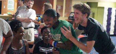 Folks from the United Teen Equality Center hanging out at the bowling alley during NYRA's 2011 Annual Meeting.