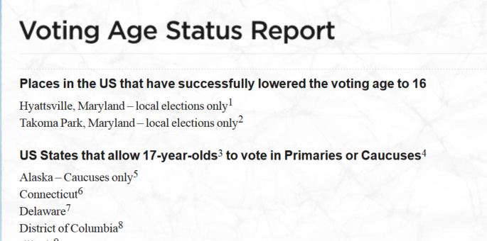 Voting Age status report