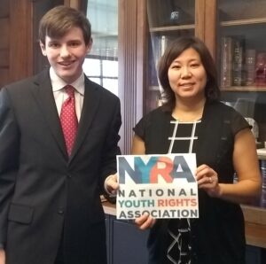 Rep. Grace Meng meets with NYRA President Brian Conner in her office.